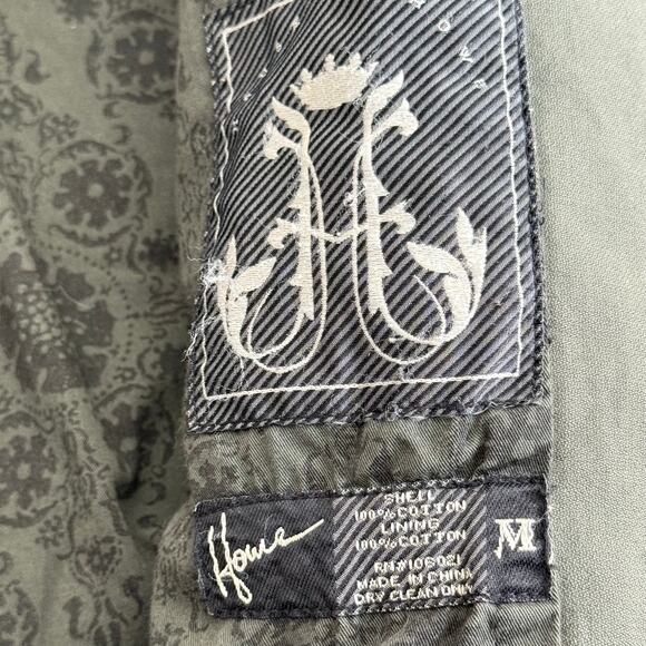 Vintage Y2K Howe military parka mens green jacket studded size M - Picture 6 of 13